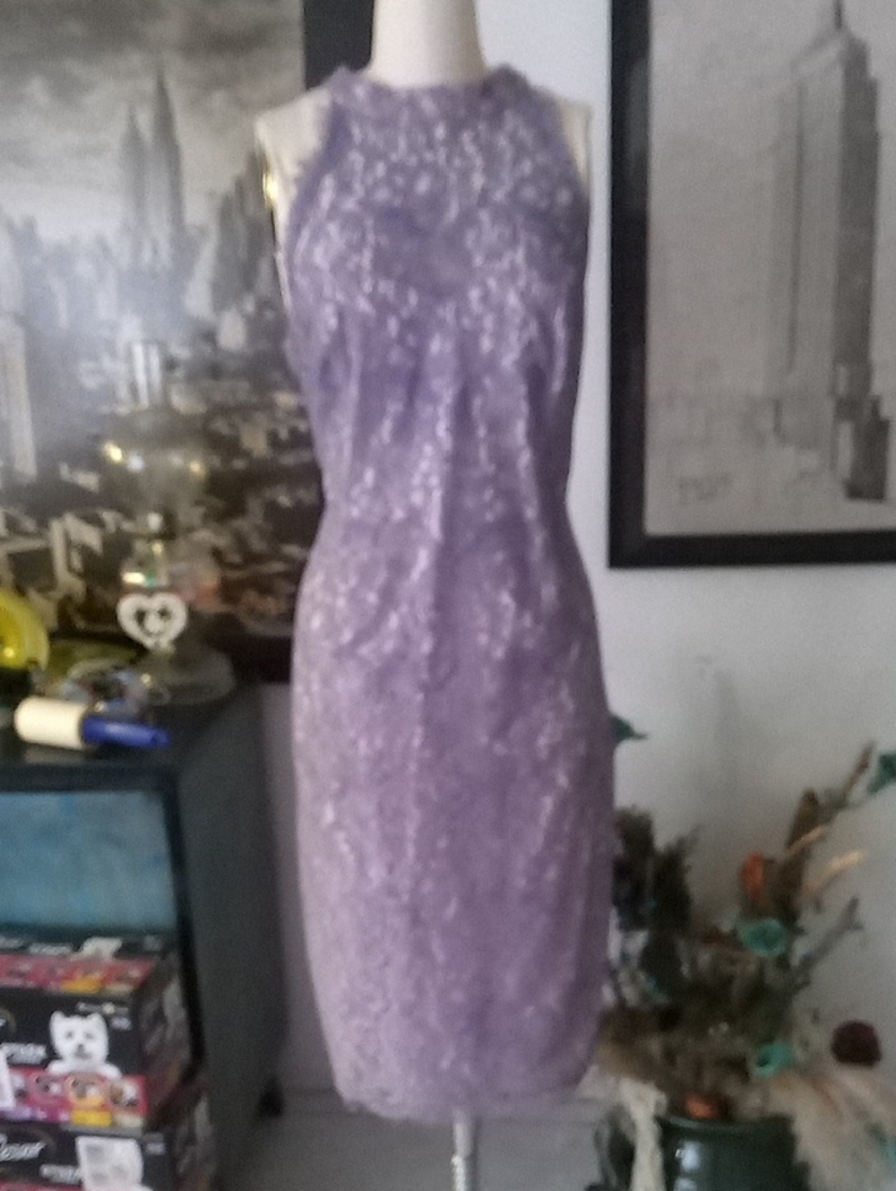 Eliza J Lavender Lace Midi Dress Size 14